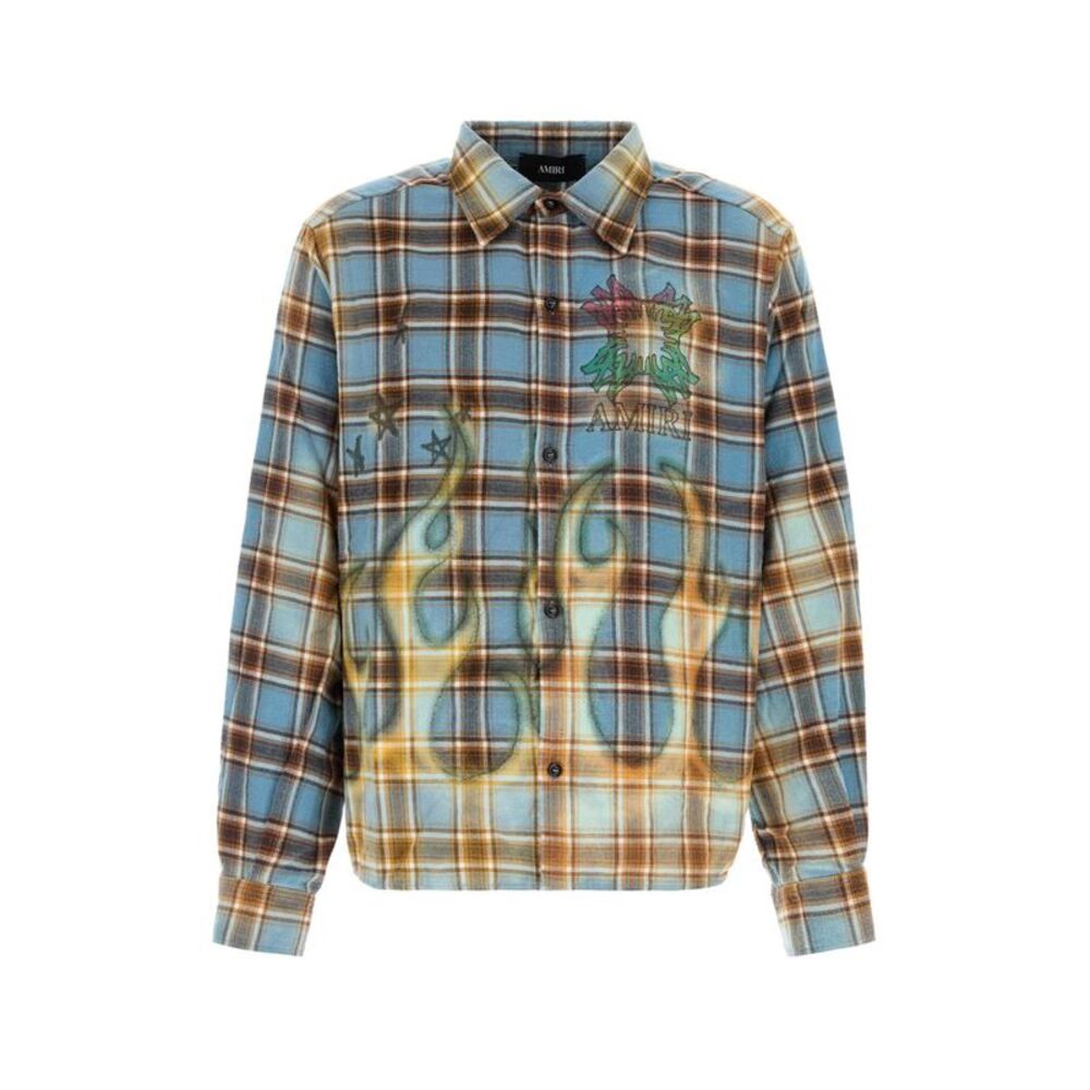 Amiri Men Embroidered Flannel Shirt